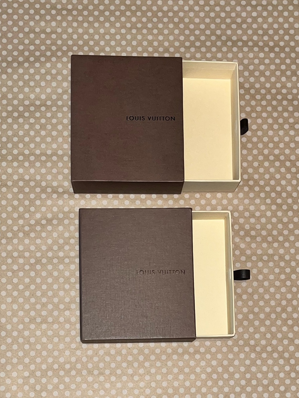 Louis Vuitton Brown and Cream Accessory Gift Boxes and Dust Bags